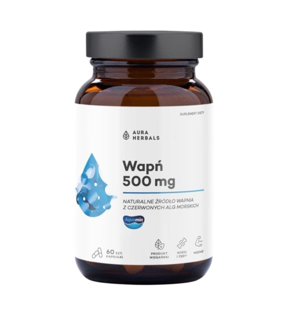 AURA HERBALS Wapń z alg 500mg, 60 veg. kaps.