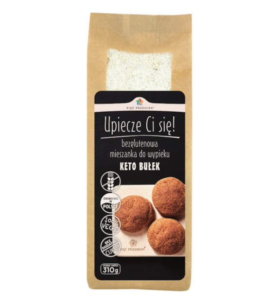 PIĘĆ PRZEMIAN Mieszanka do wypieku bułek KETO bezglutenowych 310g