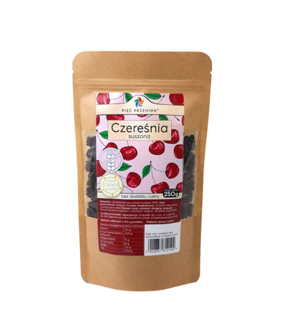 PIĘĆ PRZEMIAN Czereśnia suszona bez dodatku cukru 250g