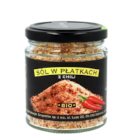 PIĘĆ PRZEMIAN Sól himalajska różowa w płatkach z chili BIO bezglutenowa 85g