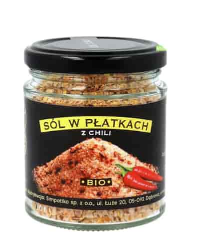 PIĘĆ PRZEMIAN Sól himalajska różowa w płatkach z chili BIO bezglutenowa 85g