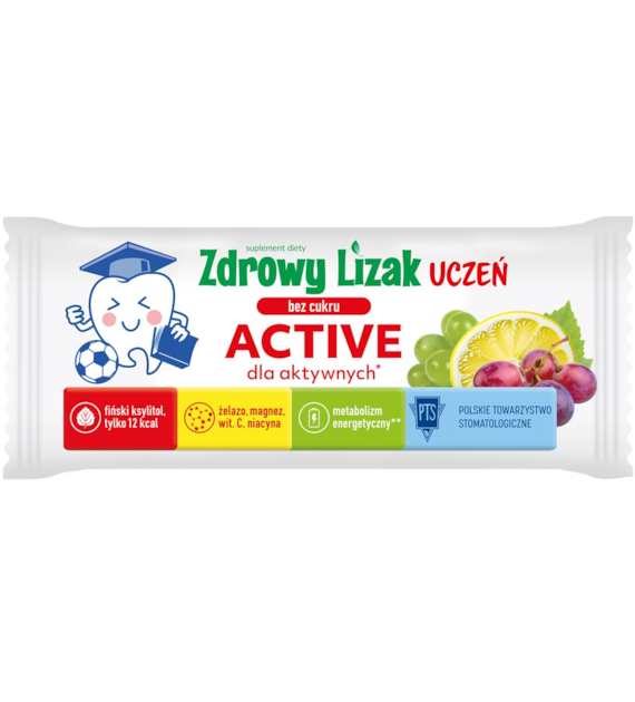Zdrowy lizak Uczeń bez cukru Active dla aktywnych winogrono-cytryna 1 szt. STARPHARMA
