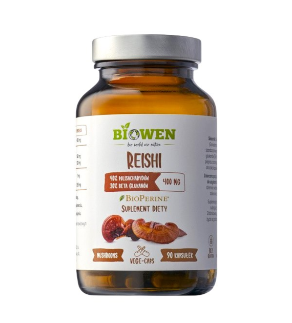 BIOWEN Reishi 400mg, 90 kaps. - 40% polisacharydów, 30% beta-glukanów