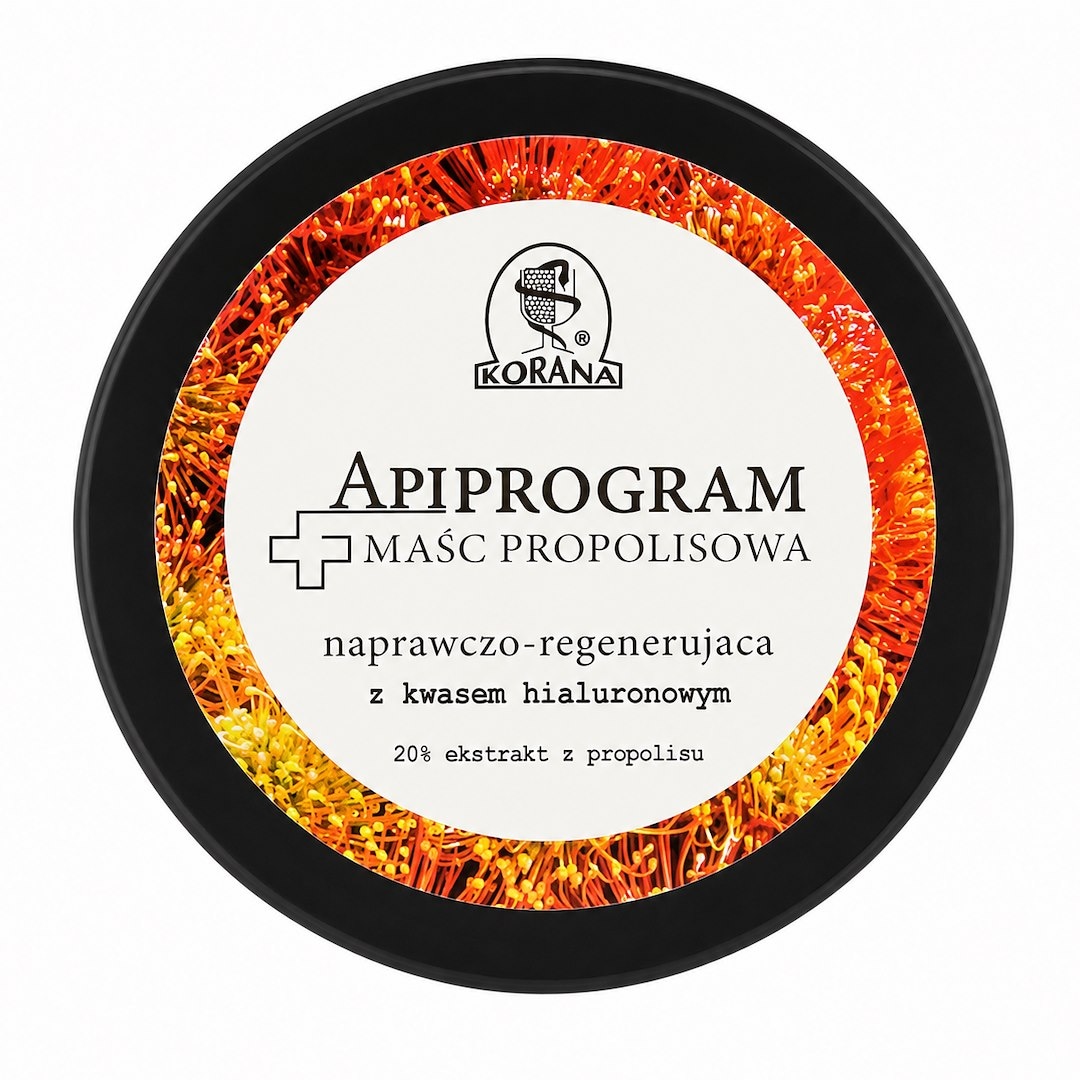 APIPROGRAM Maść propolisowa 20% naprawczo-regenerująca z kwasem hialuronowym 50ml KORANA