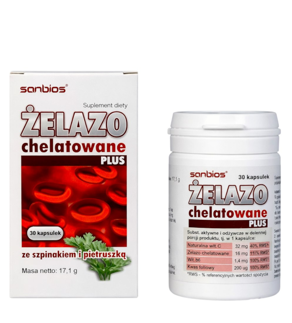 SANBIOS Żelazo Chelatowane Plus 30 tabl.