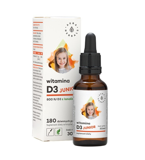 AURA HERBALS Witamina D3 Junior 800IU - krople 30ml