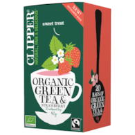 CLIPPER Herbata Zielona z truskawką FAIR TRADE BIO 20*2g