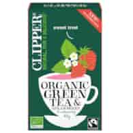 CLIPPER Herbata Zielona z truskawką FAIR TRADE BIO 20*2g