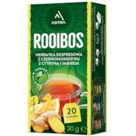 ROOIBOS herbatka z czerwonokrzewu z cytryną i imbirem 20*1,5g ASTRA