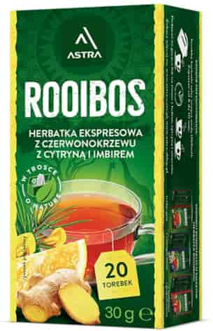 ROOIBOS herbatka z czerwonokrzewu z cytryną i imbirem 20*1,5g ASTRA