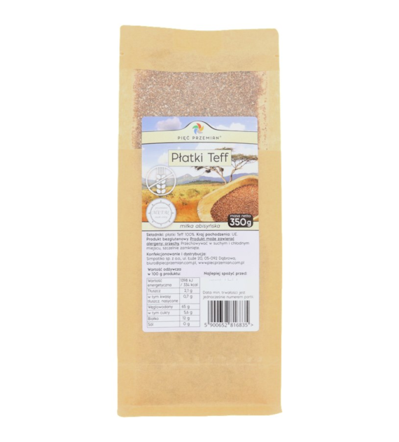 PIĘĆ PRZEMIAN Płatki TEFF bezglutenowe 350g