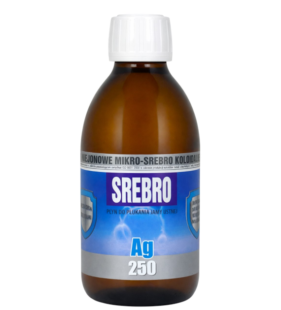 Mikro-Srebro koloidalne Ag250 25ppm 300ml PRO AKTIV - płyn do płukania jamy ustnej