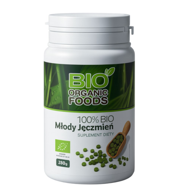 100% BIO Młody jęczmień TABLETKI 280g (ekstrakt - sok) BIO ORGANIC FOODS