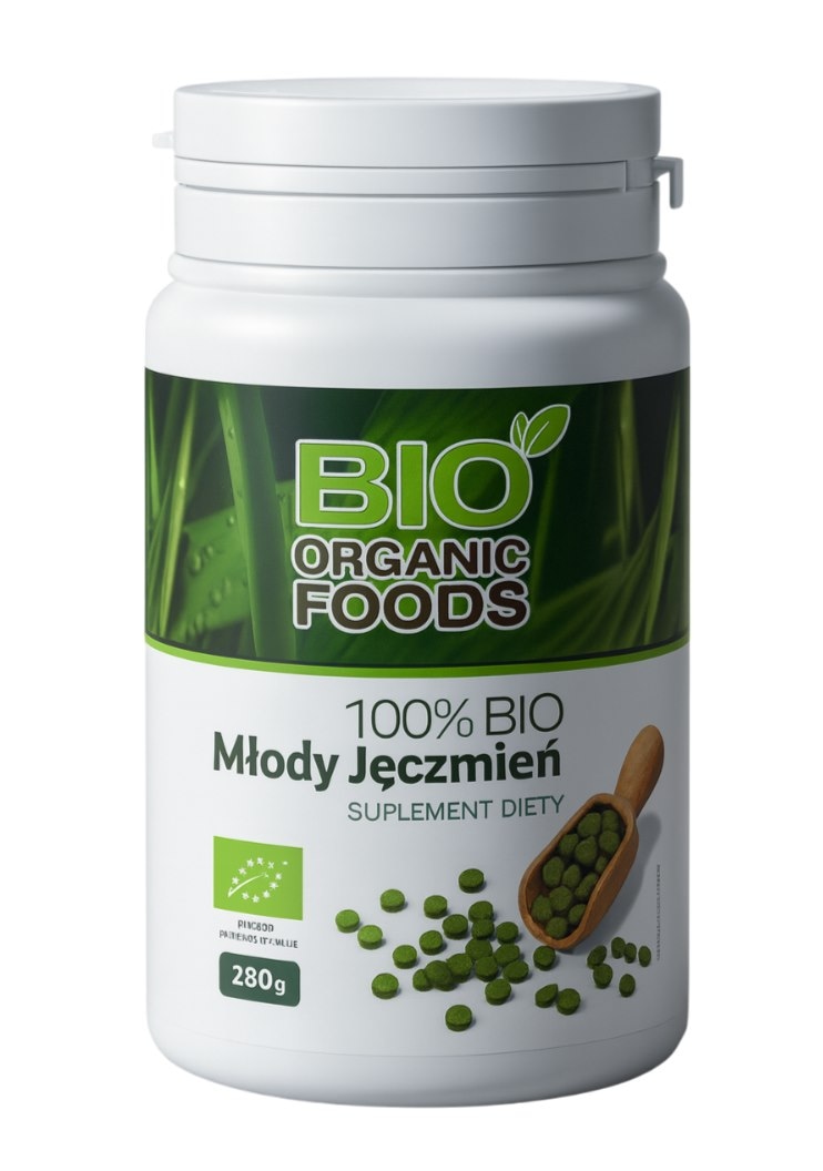 100% BIO Młody jęczmień TABLETKI 280g (ekstrakt - sok) BIO ORGANIC FOODS