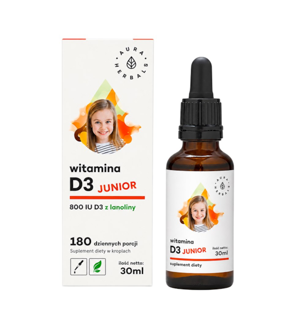 AURA HERBALS Witamina D3 Junior 800IU - krople 30ml