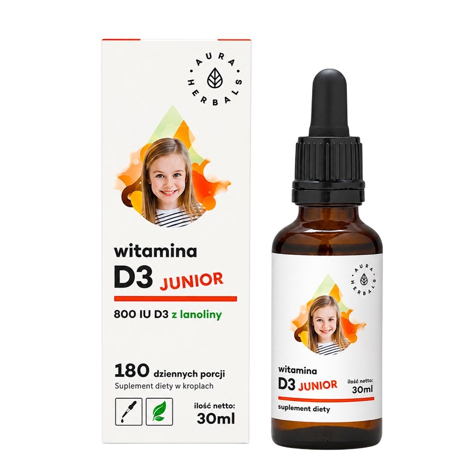 AURA HERBALS Witamina D3 Junior 800IU - krople 30ml