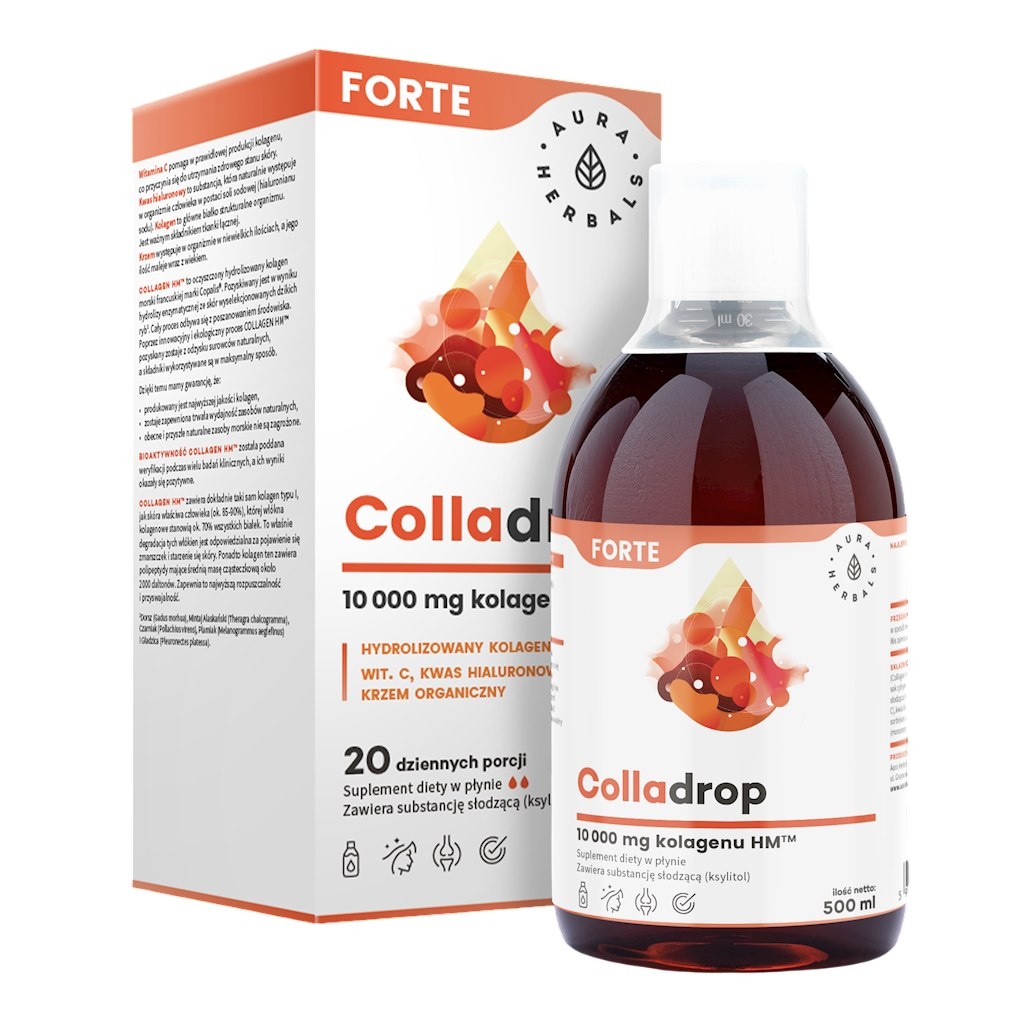 AURA HERBALS Colladrop FORTE płyn - kolagen morski 10000 mg, 500ml