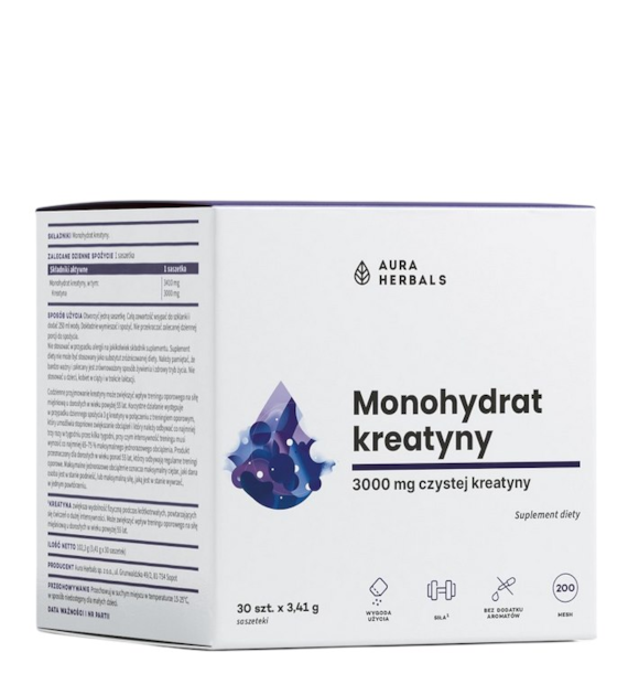 AURA HERBALS Kreatyna monohydrat saszetki 30 x 3,41g