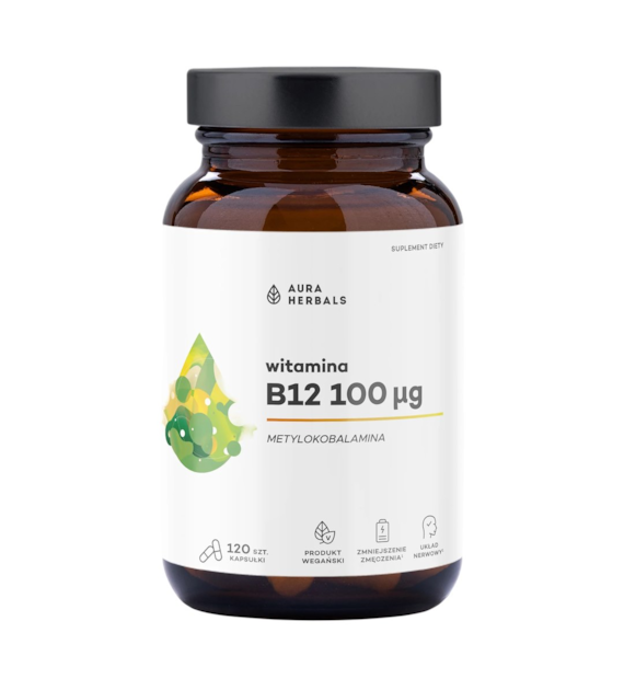 AURA HERBALS Witamina B12 metylokobalamina 100mcg, 120 vkaps.