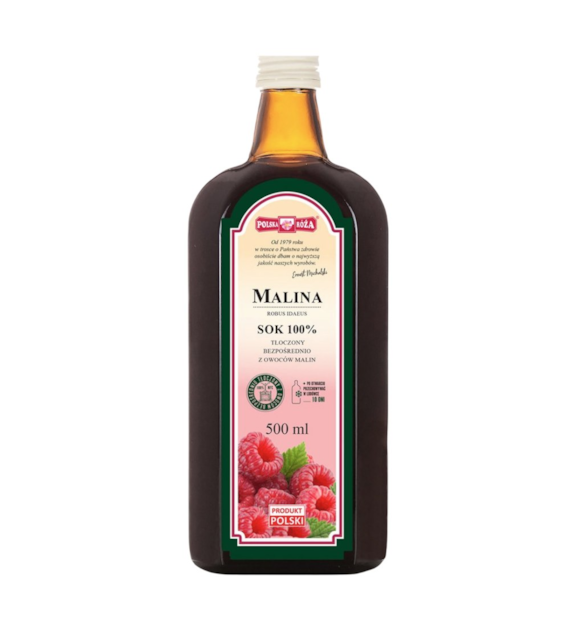 MALINA sok 100% 500ml bez dodatku cukru POLSKA RÓŻA