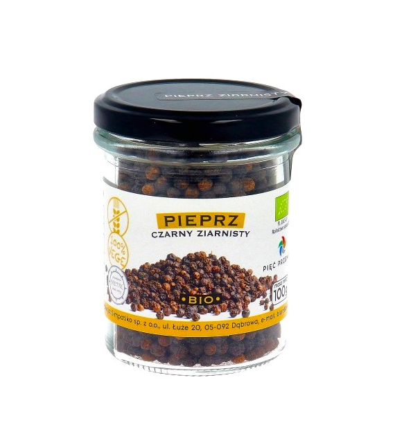 PIĘĆ PRZEMIAN Pieprz czarny ziarnisty bezglutenowy BIO 100g