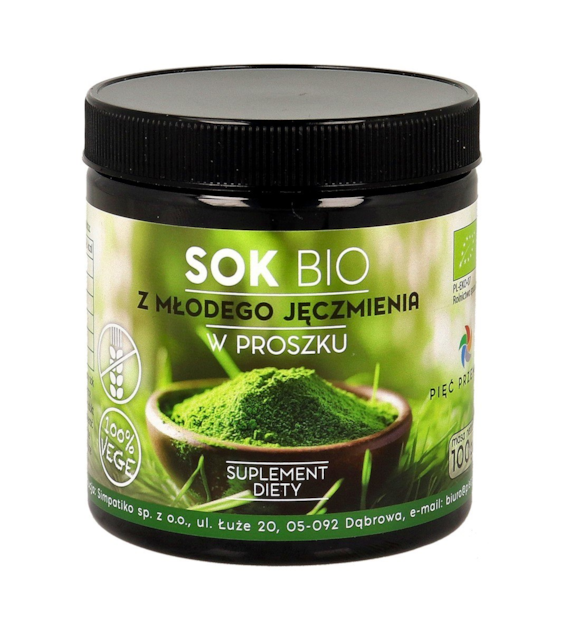 PIĘĆ PRZEMIAN Sok z młodego jęczmienia w proszku BIO 100g