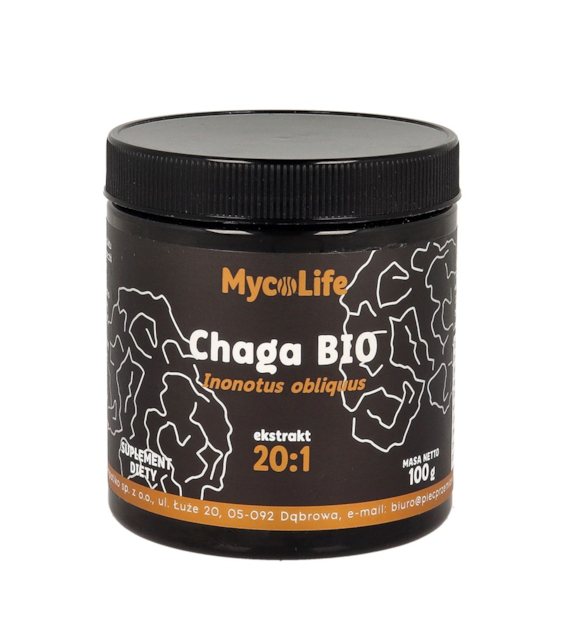 Chaga grzyb BIO ekstrakt 20:1 100g MYCOLIFE