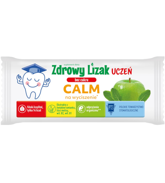 Zdrowy lizak Uczeń bez cukru Calm na wyciszenie jabłko-mięta 1 szt. STARPHARMA
