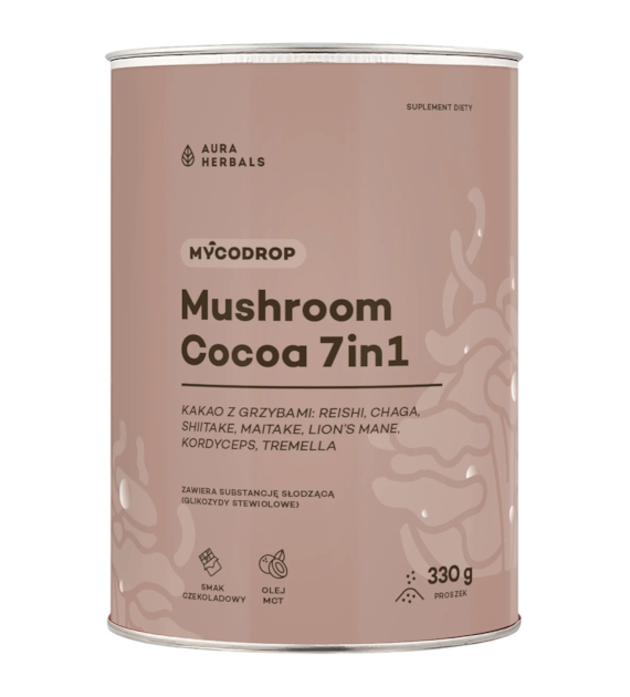 AURA HERBALS Mycodrop Mushroom Cocoa 7w1 330g - kakao z grzybami