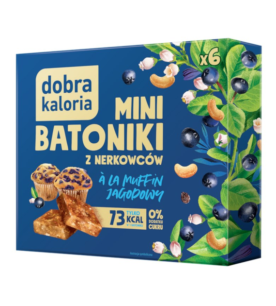 DOBRA KALORIA Mini batoniki a'la muffin jagodowy z nerkowców (6x17g) KUBARA