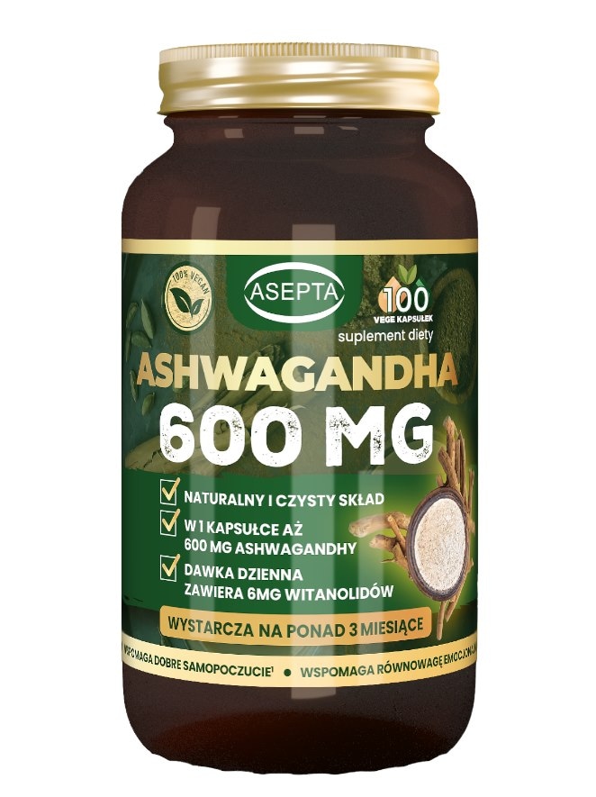 ASEPTA Ashwagandha ekstrakt 600mg, 100 kaps.