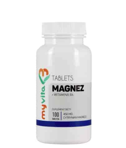 MyVita Magnez + Witamina B6 100tabl. - Cytrynian magnezu 450mg + Wit B6 1,4mg