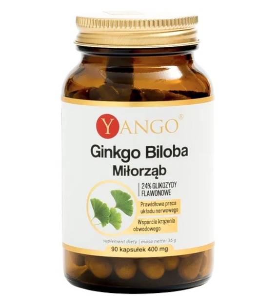 YANGO Ginkgo Biloba Miłorząb Japoński ekstrakt 100mg, 90 kaps.