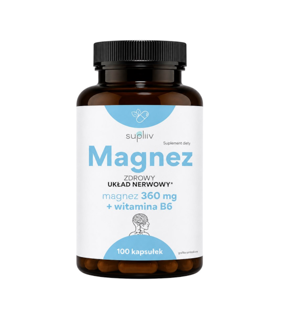 Magnez chelatowany 360mg + witamina B6, 100 kaps. SUPLIIV