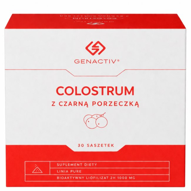 GENACTIV Colostrum z czarną porzeczką saszetki 1000mg, 30 sasz. - bioaktywny liofilizat 2h