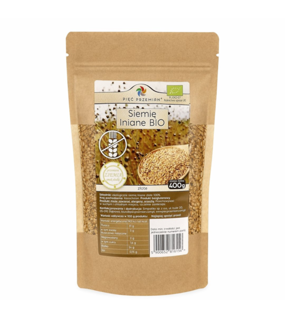 PIĘĆ PRZEMIAN Siemię lniane złote bezglutenowe BIO 400g