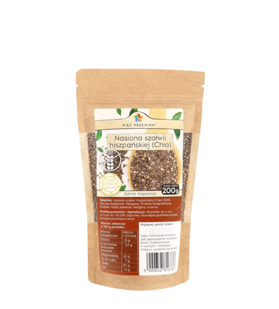 PIĘĆ PRZEMIAN Chia 200g - nasiona szałwii hiszpańskiej bezglutenowe