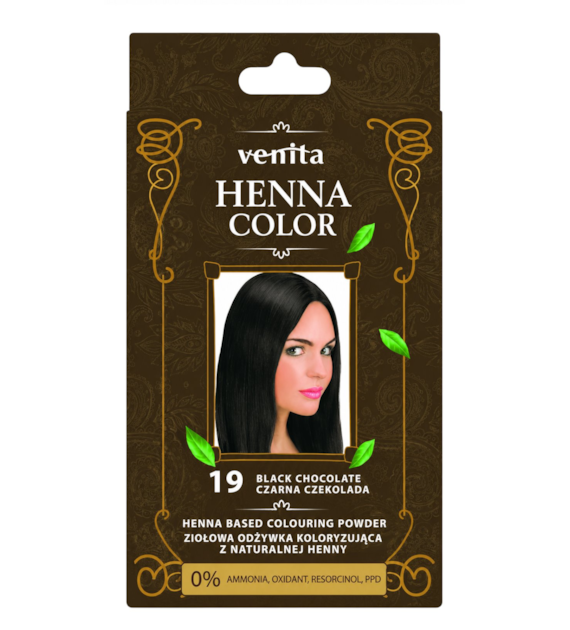 VENITA henna proszek nr 19 czarna czekolada 25g - ziołowa odżywka koloryzująca