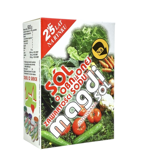 MAGDISOL Sól o obniżonej zawartości sodu jodowana 500g