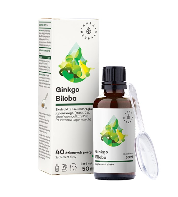 AURA HERBALS Ginkgo Biloba - ekstrakt w płynie 50ml - Miłorząb Japoński