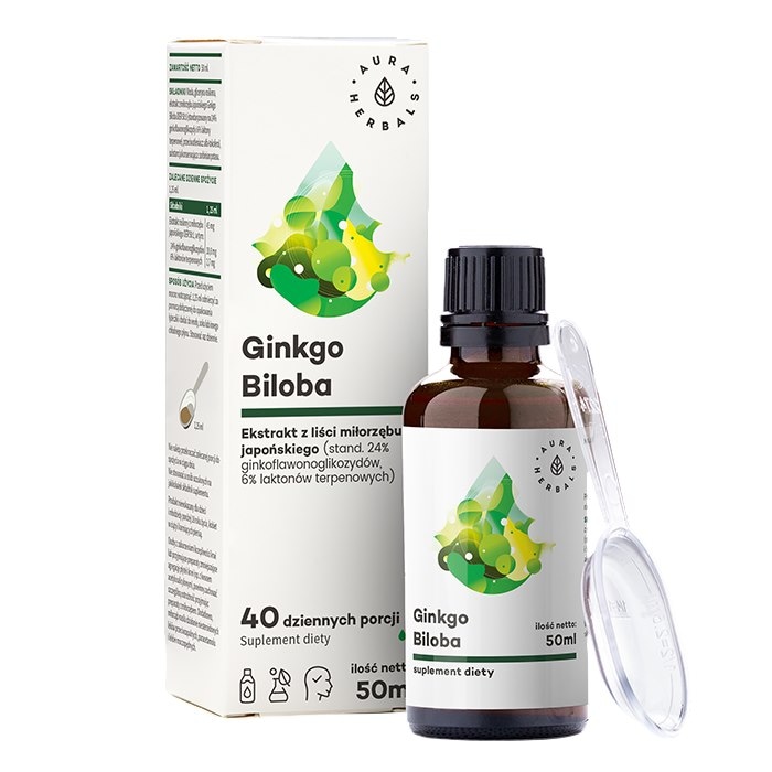 AURA HERBALS Ginkgo Biloba - ekstrakt w płynie 50ml - Miłorząb Japoński