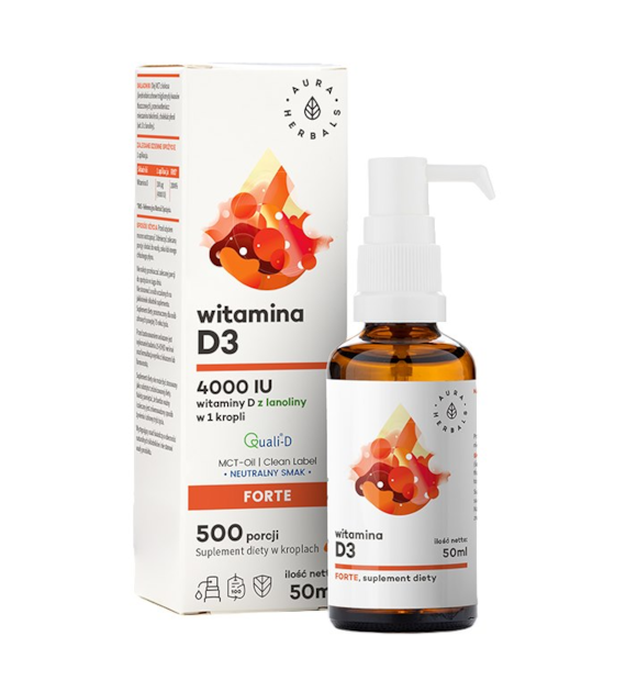 AURA HERBALS Witamina D3 Forte 4000 IU na oleju MCT - krople 50ml
