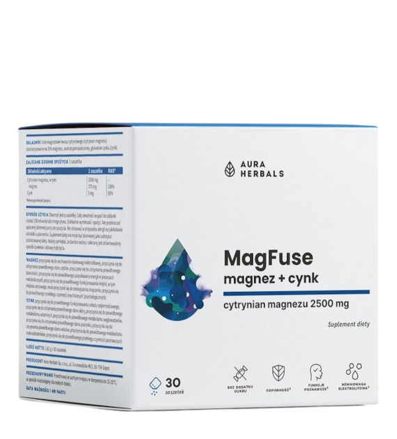 AURA HERBALS MagFuse magnez + cynk 30 saszetek