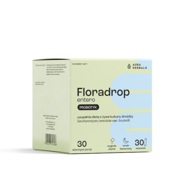 AURA HERBALS Floradrop entero probiotyk Saccharomyces boulardii 30 saszetek