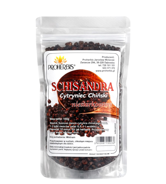 PROHERBIS Schisandra - Cytryniec Chiński - suszone owoce 100g