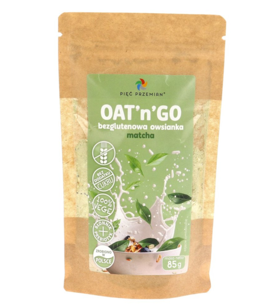 PIĘĆ PRZEMIAN Owsianka OAT'n'GO matcha bezglutenowa 85g [DW: 2026.06.28]