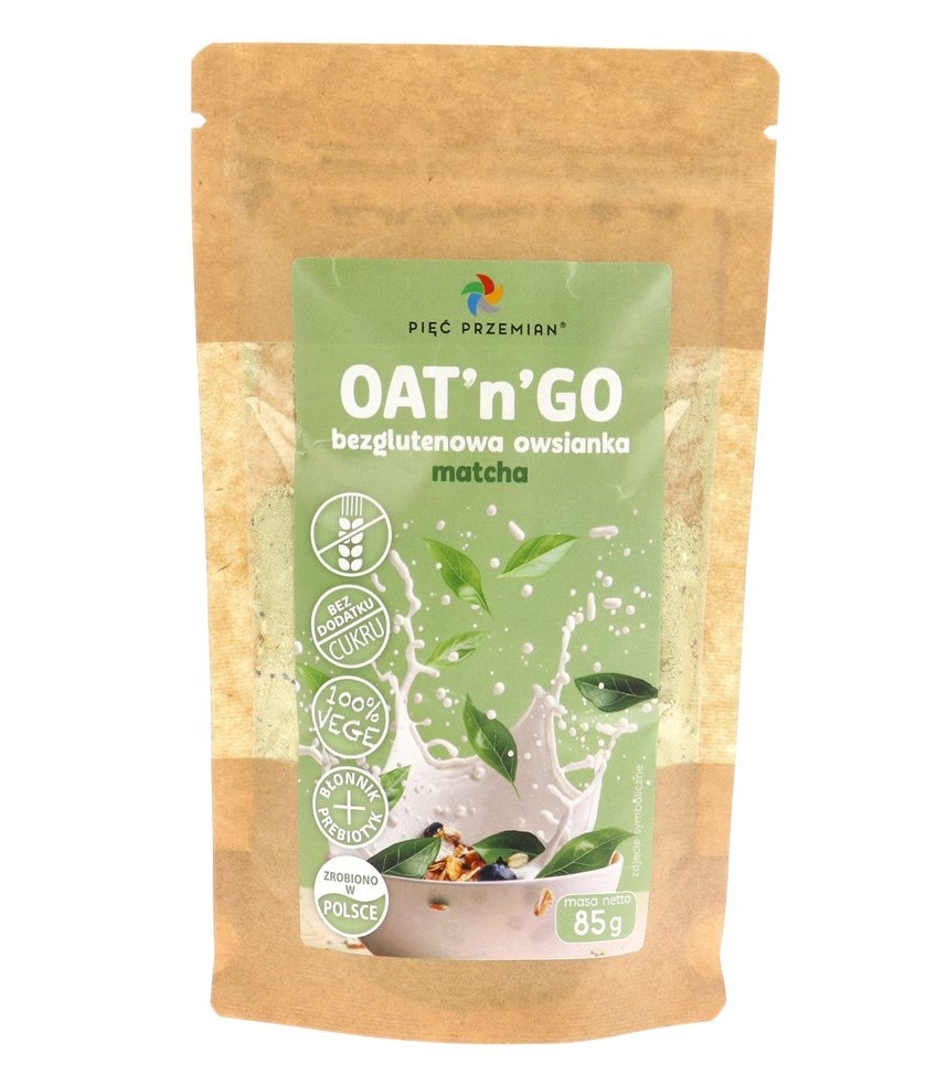 PIĘĆ PRZEMIAN Owsianka OAT'n'GO matcha bezglutenowa 85g [DW: 2026.06.28]