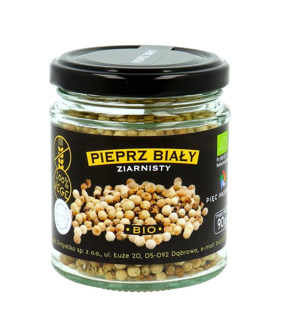 PIĘĆ PRZEMIAN Pieprz biały ziarnisty bezglutenowy BIO 90g