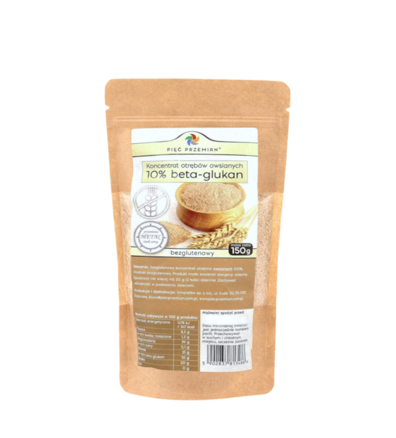 PIĘĆ PRZEMIAN Koncentrat otrębów owsianych bezglutenowy 10% beta-glukan 150g