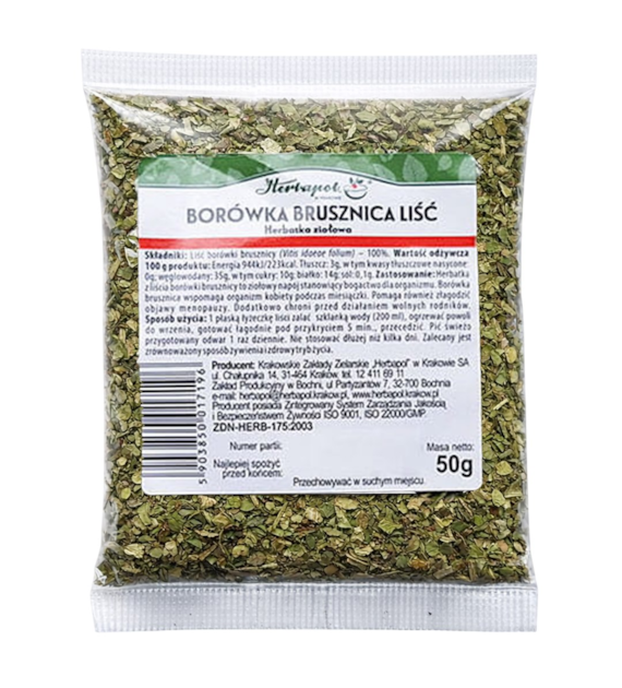 Borówka brusznica liść 50g HERBAPOL KRAKÓW